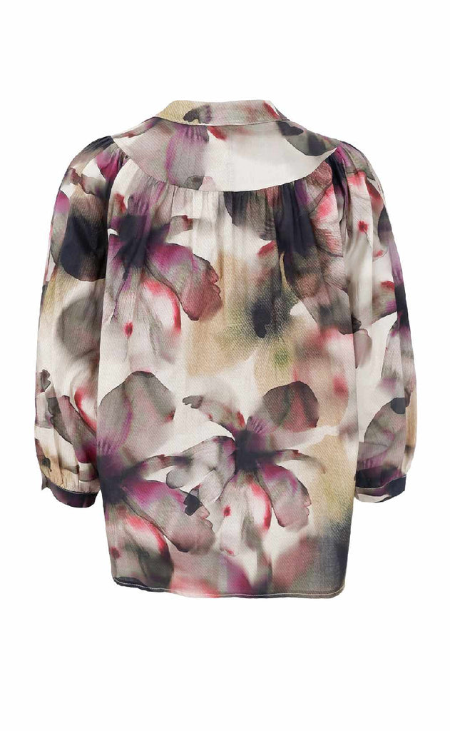 Black Colour Skjorte - Filora - Plum Flower