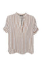 Black Colour Skjorte - Melina SS Linen - Camel Stripe