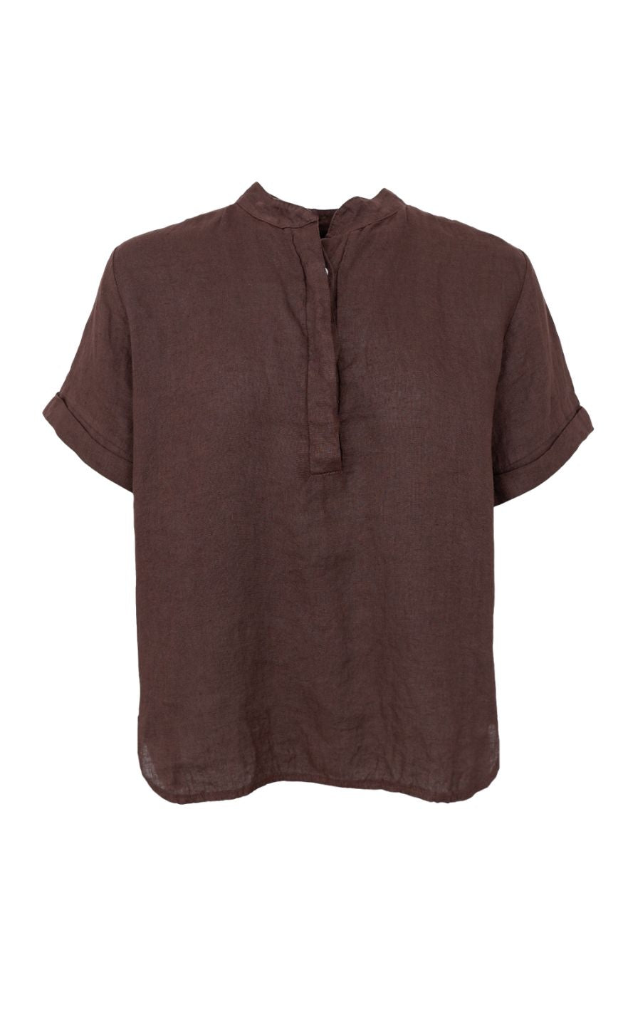 Black Colour Skjorte - Melina SS Linen - Coffee