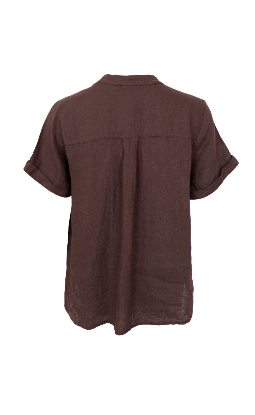 Black Colour Skjorte - Melina SS Linen - Coffee