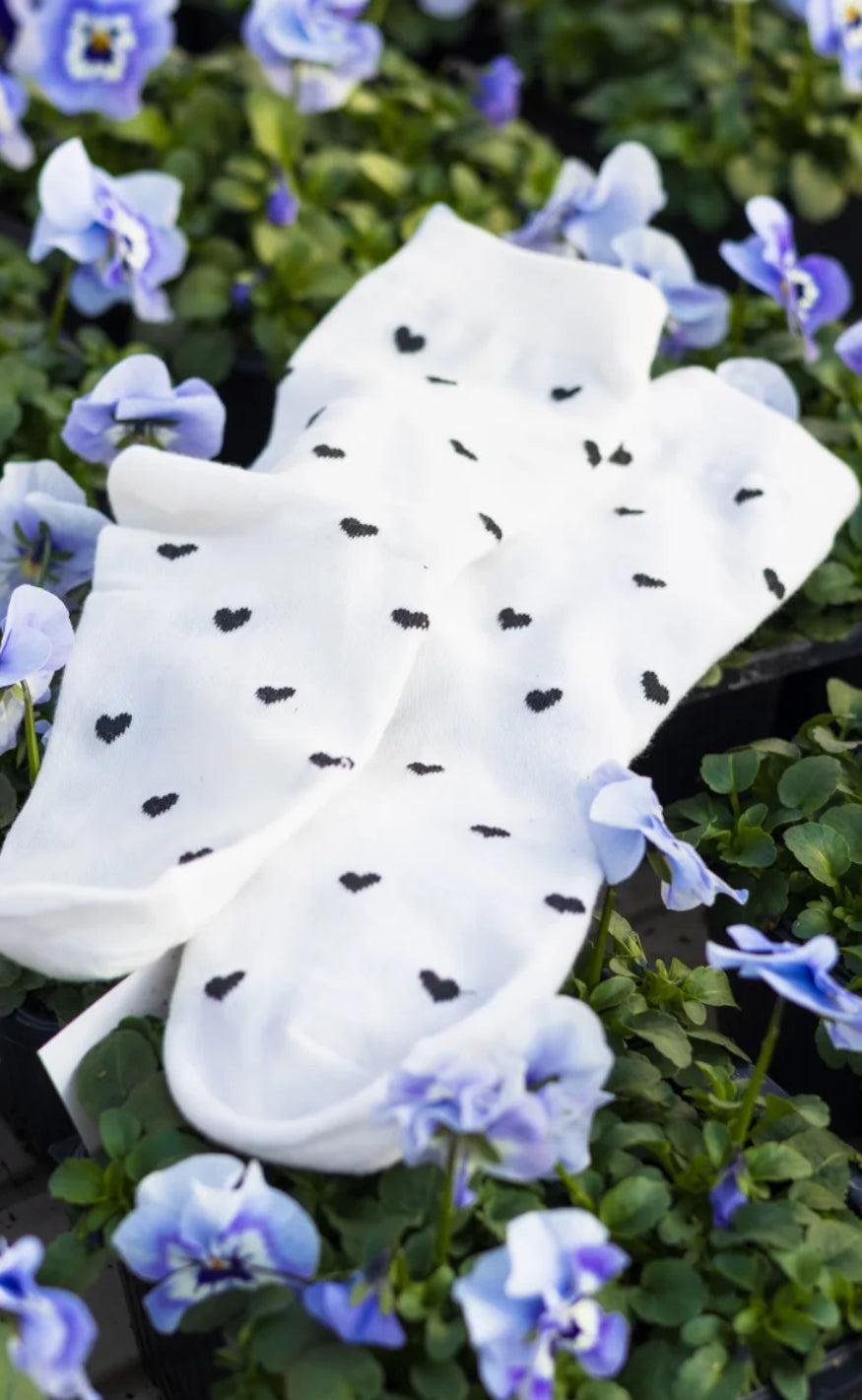 Black Colour Strømper - Love - White w. Black