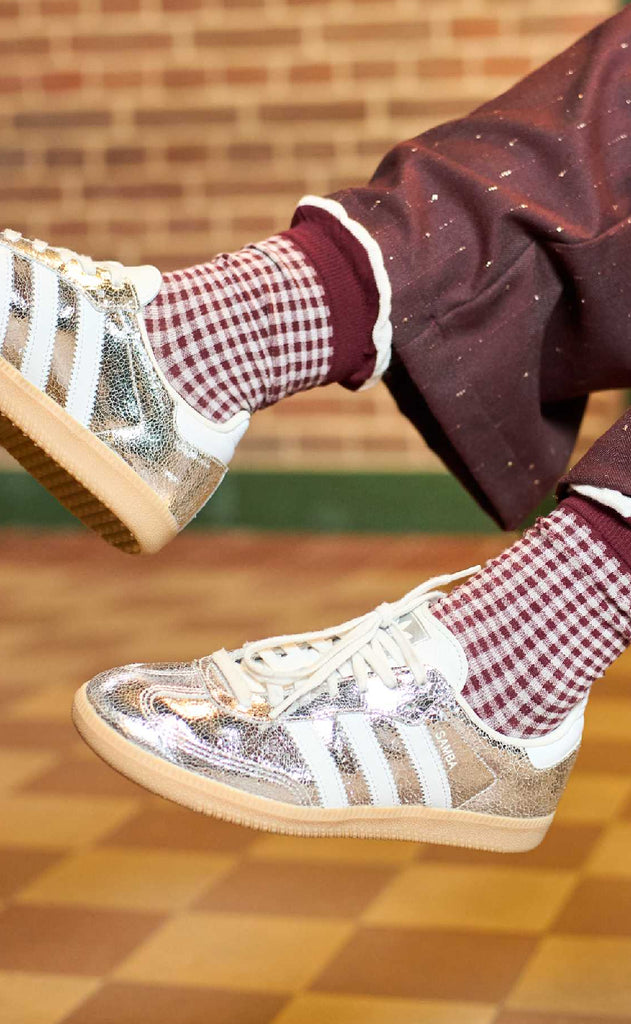 Black Colour Strømper - Lumina - Wine Checkered