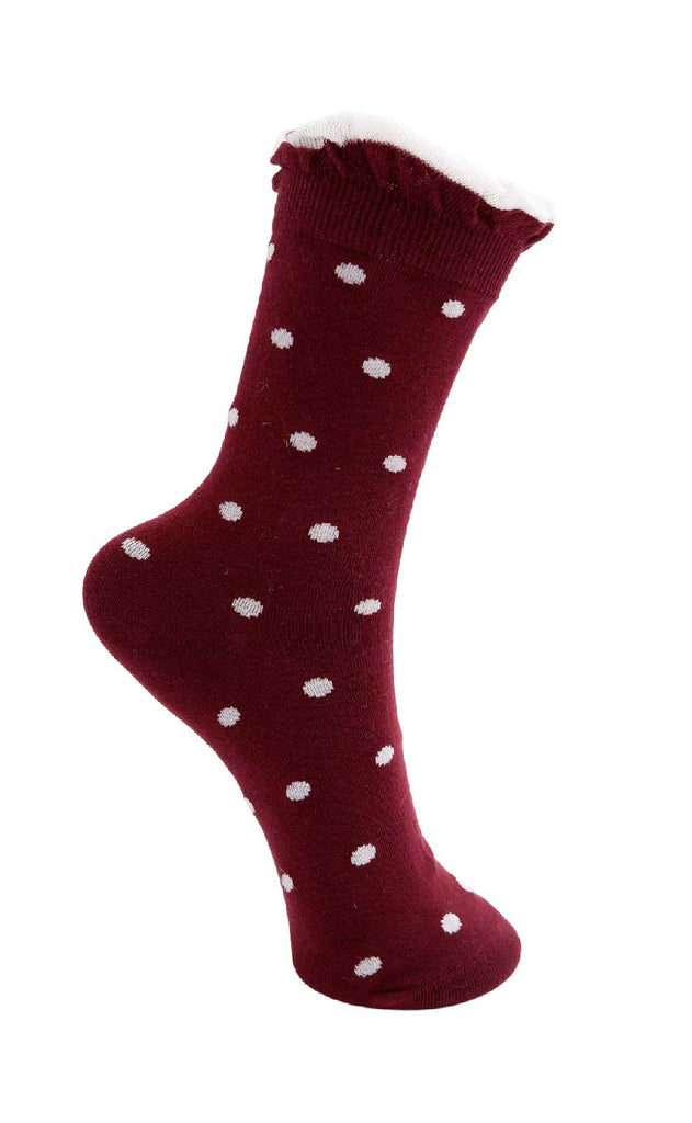 Black Colour Strømper - Lumina - Wine w. Dots