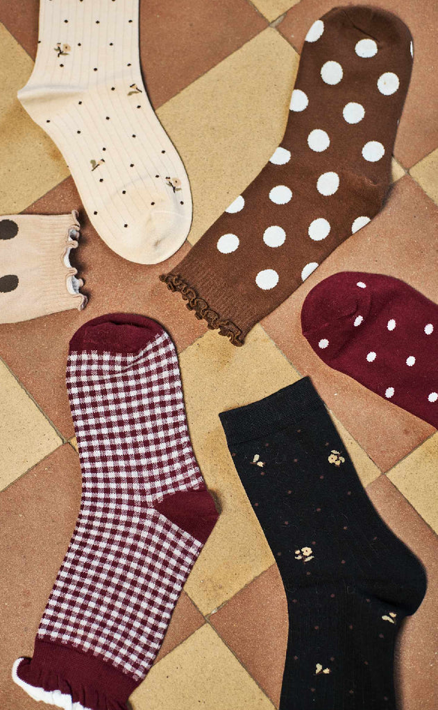 Black Colour Strømper - Maike - Latte Dot