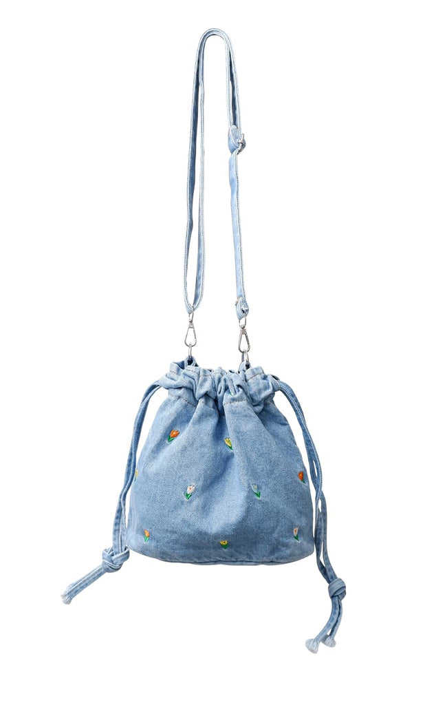 Black Colour Taske - Tulip - Lt. Denim Blue