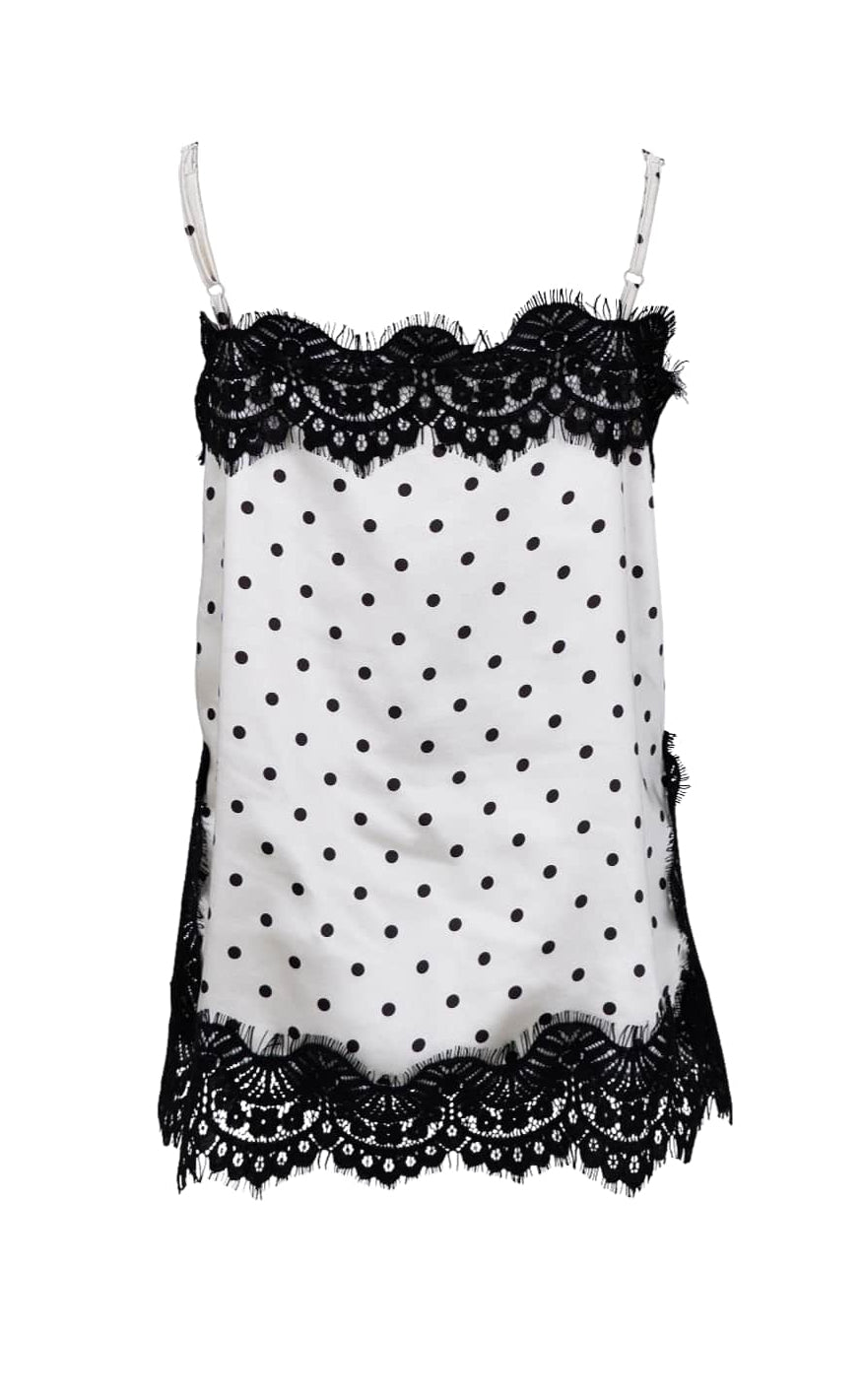Black Colour Top - Evie Lace - White Dot