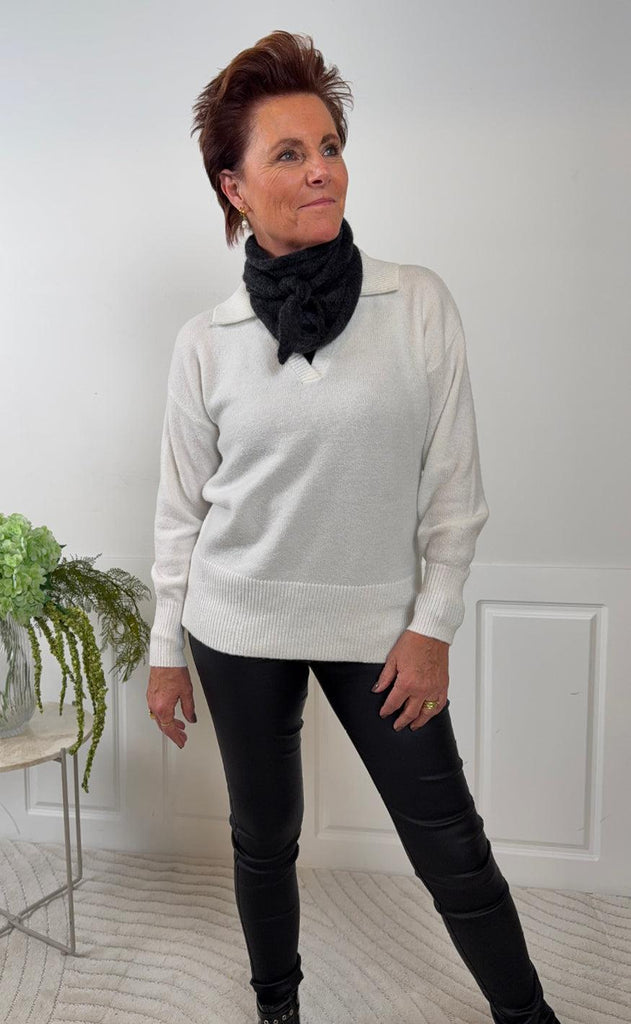 Black Colour Tørklæde - Dell Knitted Mini - Dk. Grey Melange