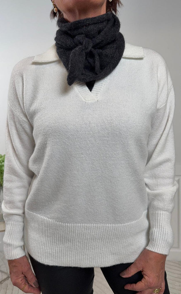 Black Colour Tørklæde - Dell Knitted Mini - Dk. Grey Melange