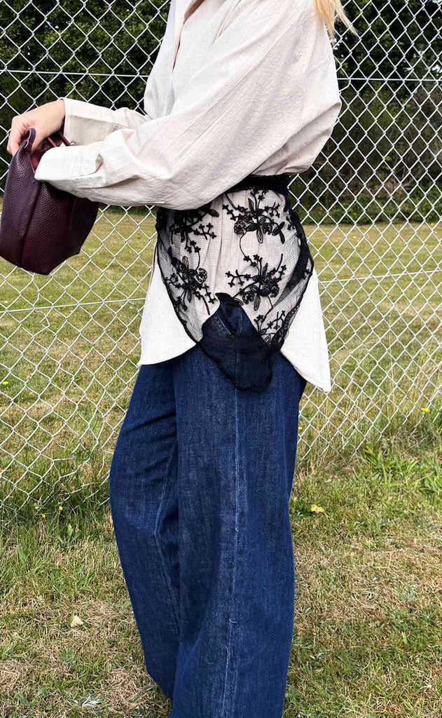 Black Colour Tørklæde - Miriana Lace - Black