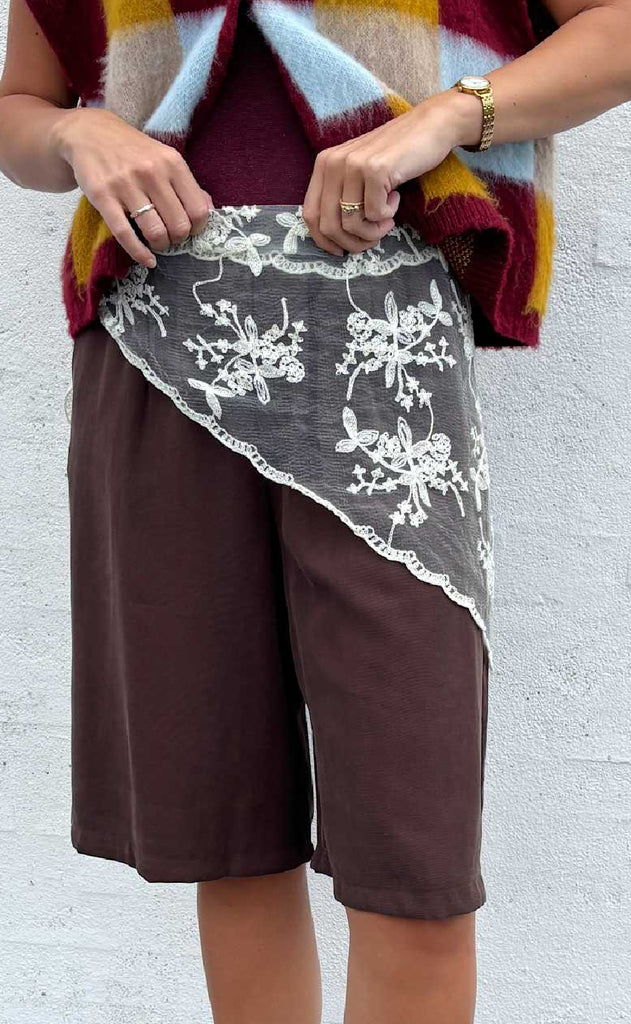 Black Colour Tørklæde - Miriana Lace - Butter Yellow