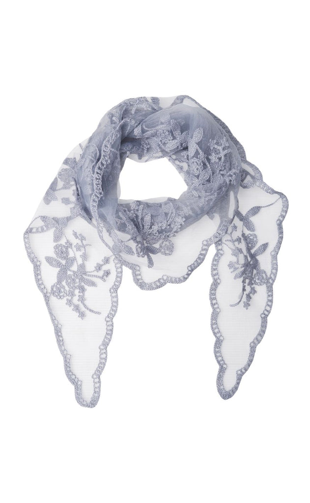 Black Colour Tørklæde - Miriana Lace - Grey Blue