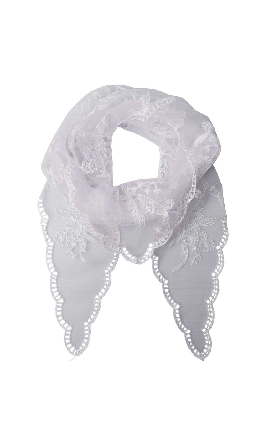 Black Colour Tørklæde - Miriana Lace - White