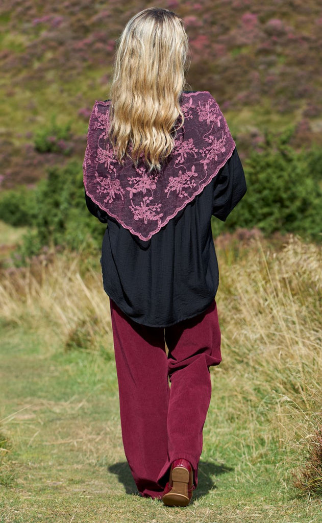 Black Colour Tørklæde - Miriana Lace - Wine