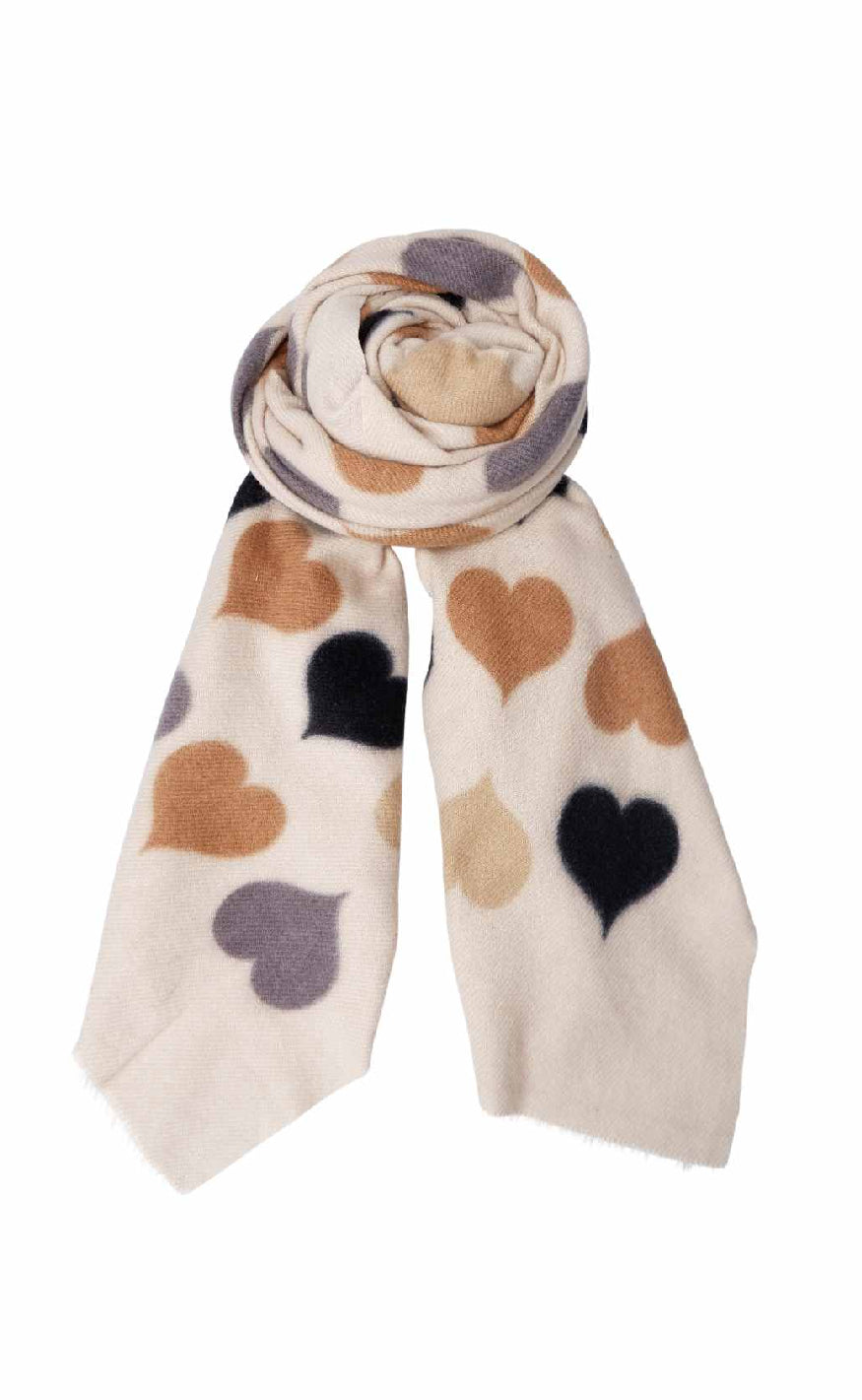 Black Colour Tørklæde - Rumi Heart - Creme