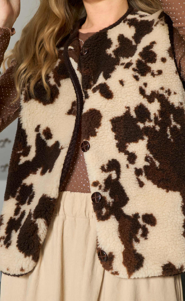 Black Colour Vest - Nora - Brown