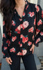 Say INA Copenhagen Bluse - Catja - Black W. Red/Pink Flowers