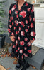 Say INA Copenhagen Kjole - Catja - Black W. Red/Pink Flowers