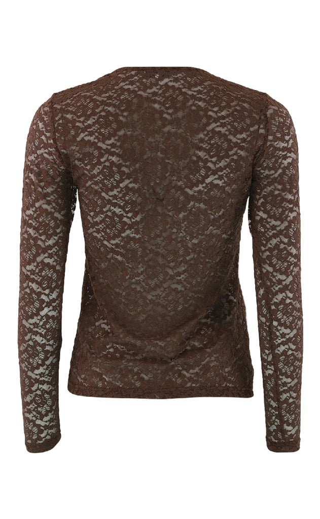 Continue Bluse - Alberte Lace - Brown
