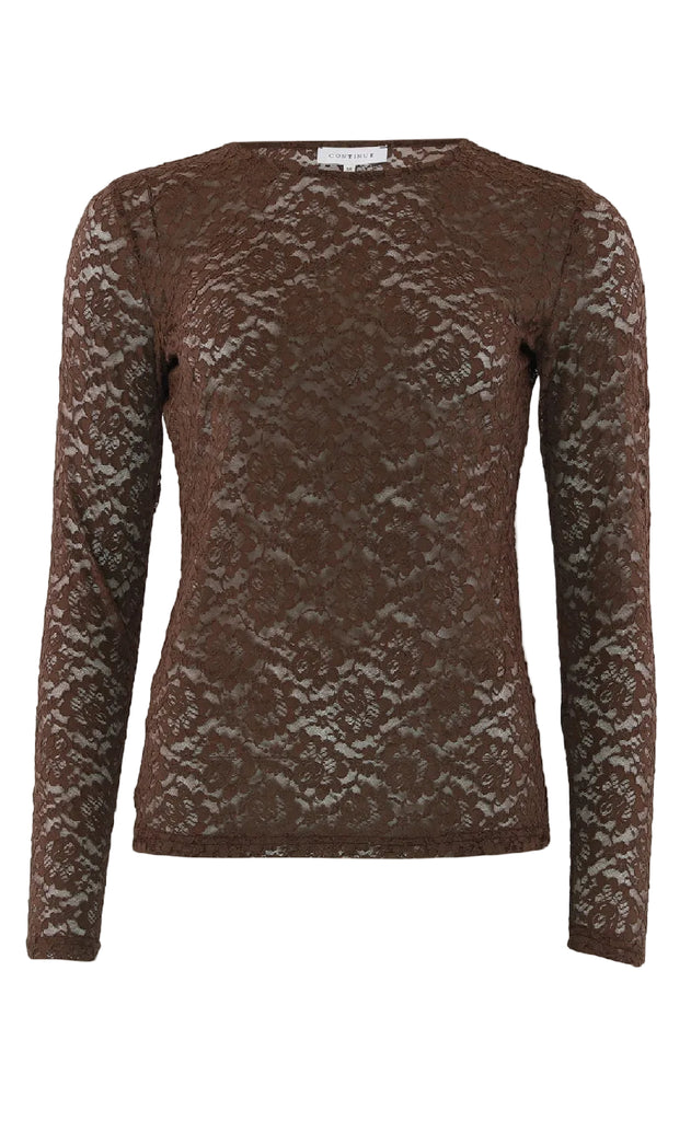 Continue Bluse - Alberte Lace - Brown