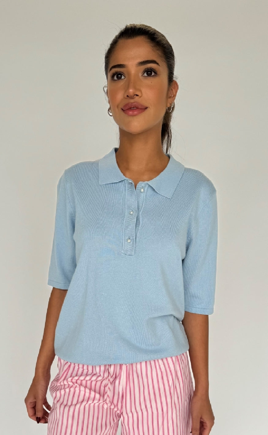 Continue Bluse - Diane Polo - Light Blue