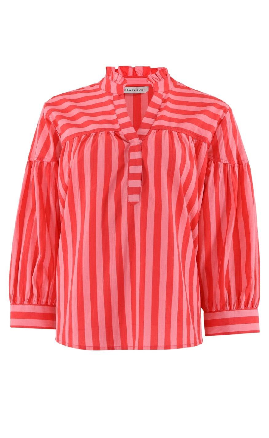 Continue Bluse - Ida - Stribe Pink