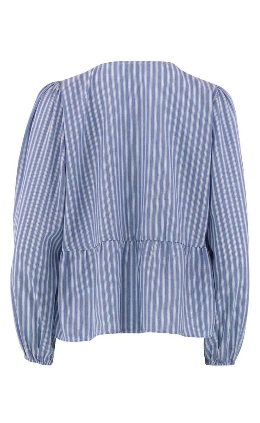 Continue Bluse - Kiss L/S - White/Blue Stripe
