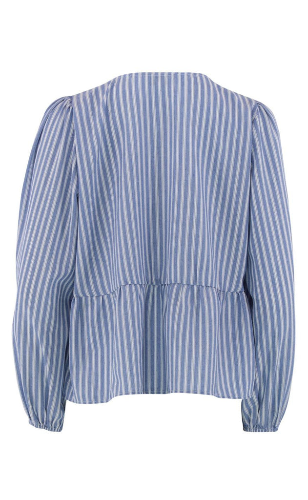 Continue Bluse - Kiss L/S - White/Blue Stripe