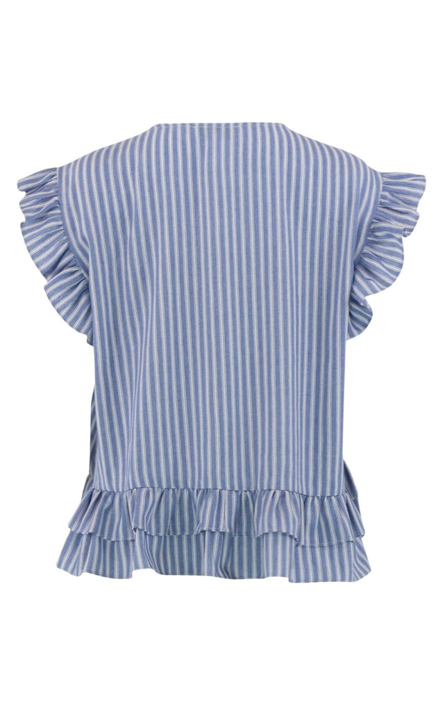 Continue Bluse - Kiss S/S - White/Blue Stripe