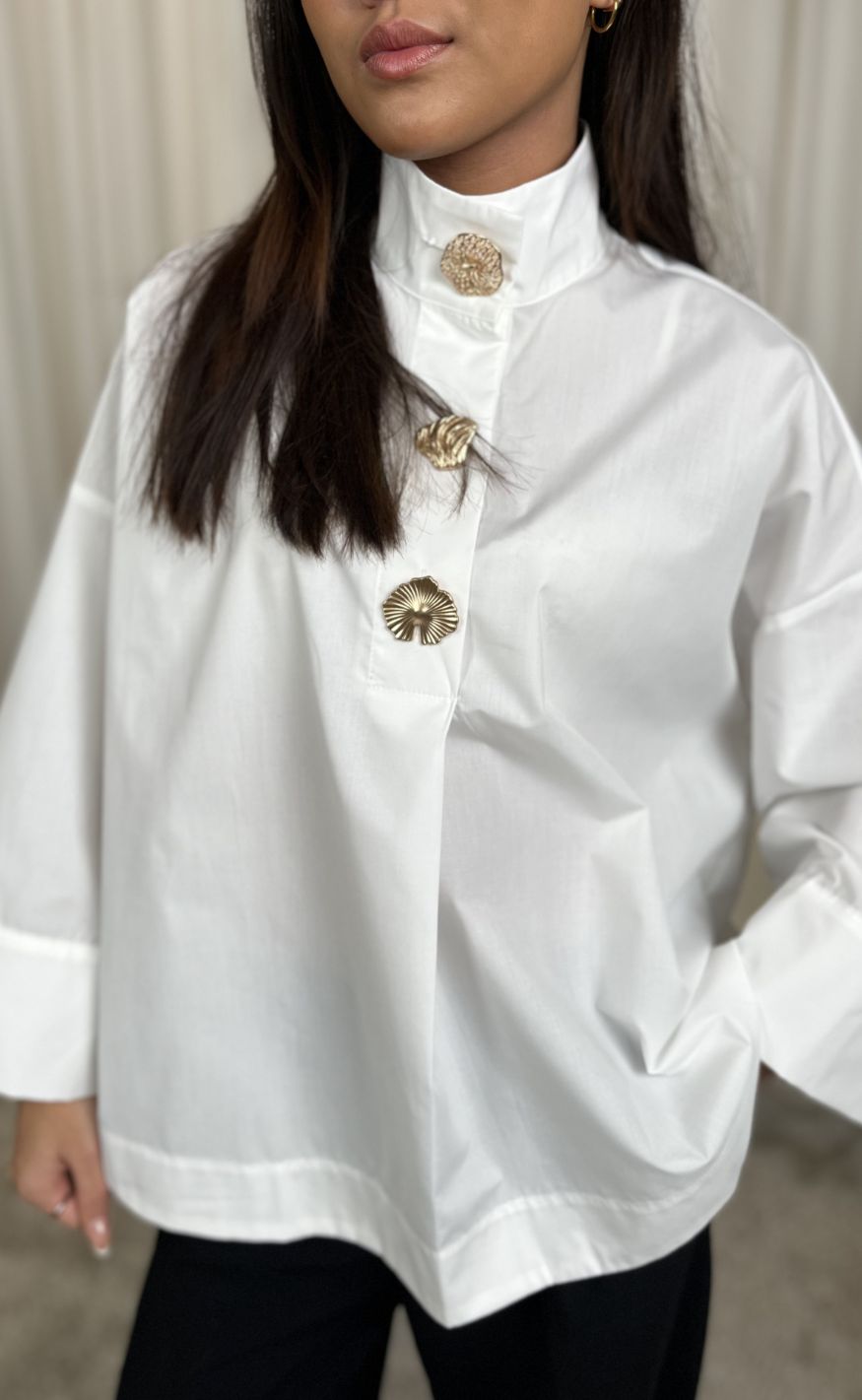 Continue Bluse - Klara High Neck - White