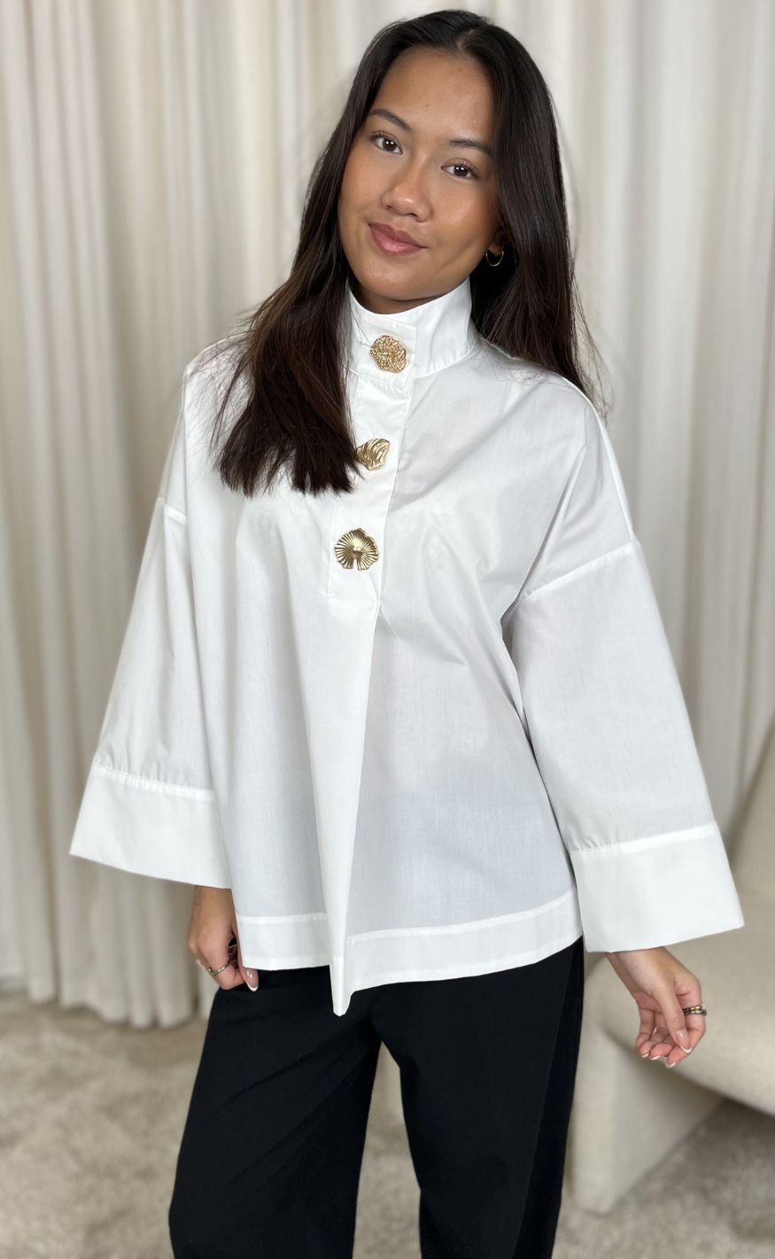 Continue Bluse - Klara High Neck - White