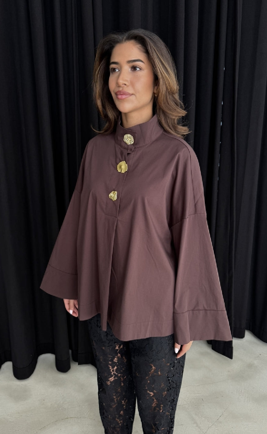 Continue Bluse - Klara Wide - Dark Brown