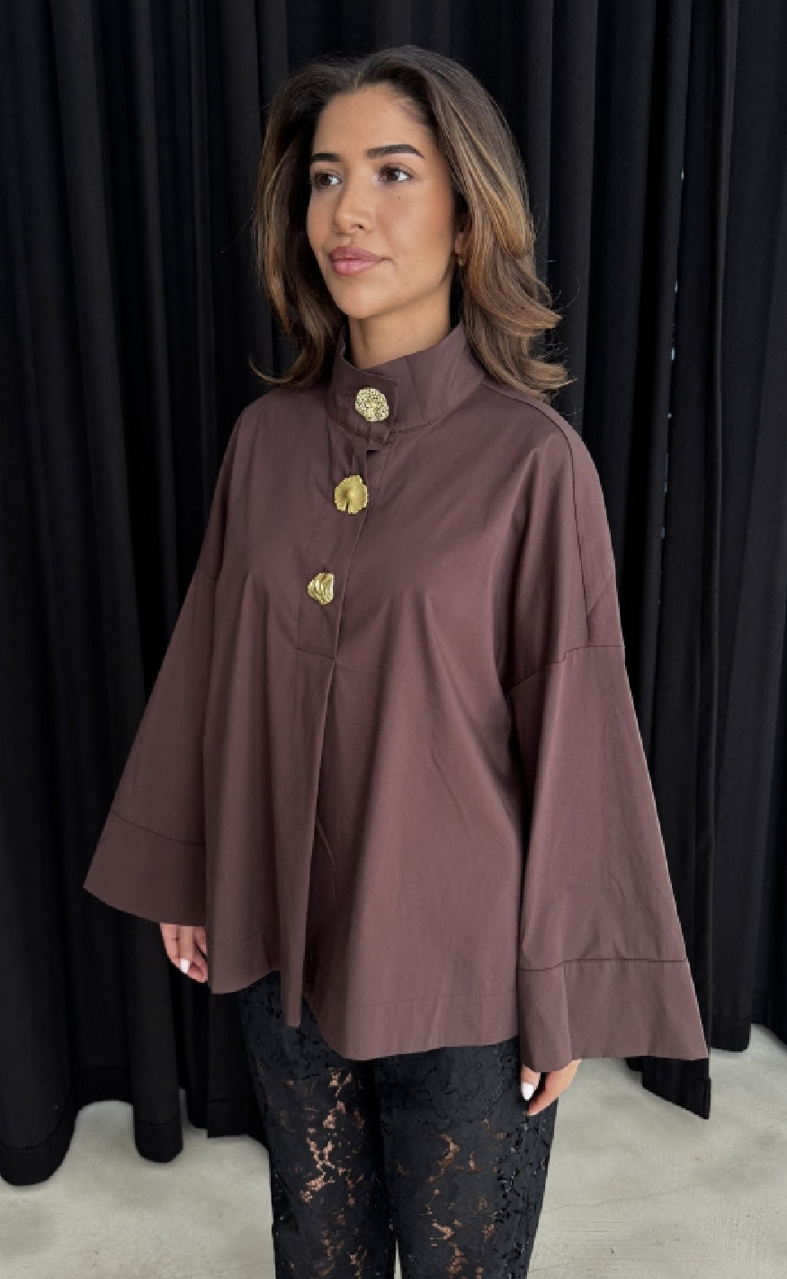 Continue Bluse - Klara Wide - Dark Brown