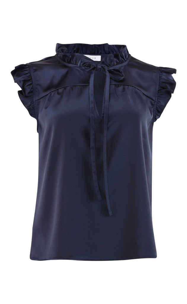 Continue Bluse - Lilly Satin - Navy Blue