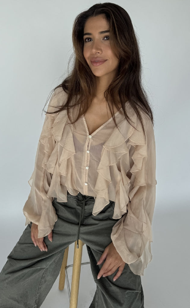 Continue Bluse - Lissa Flounce - Sand