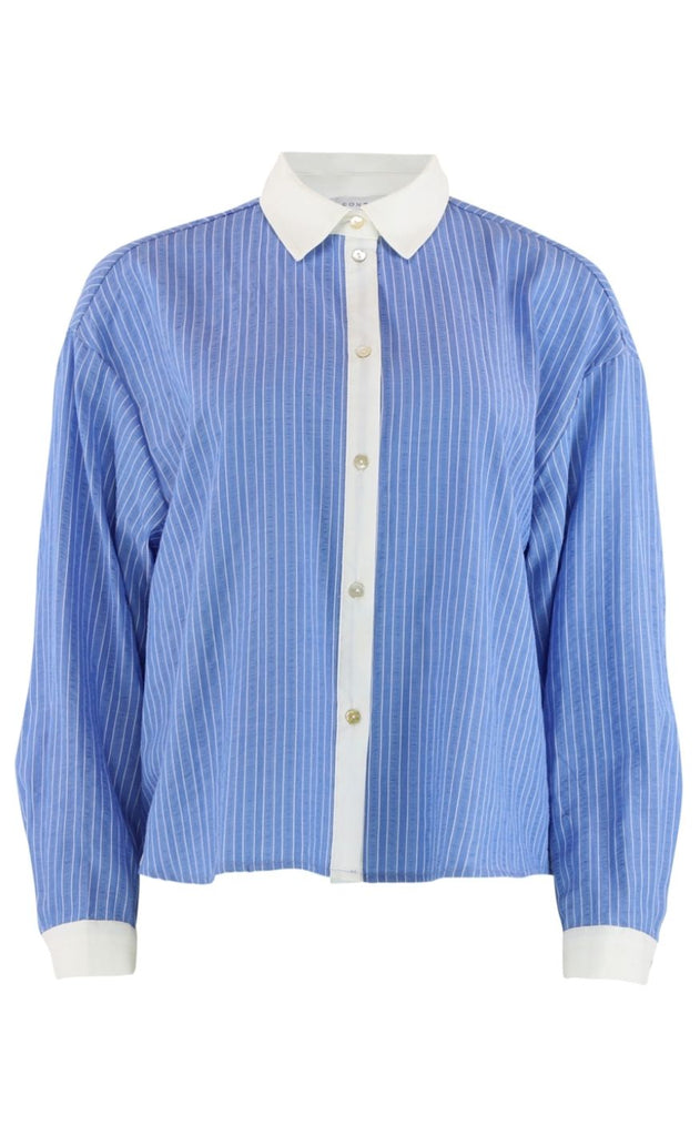 Continue Bluse - Mary Stripe - Blue Stripe White Contrast