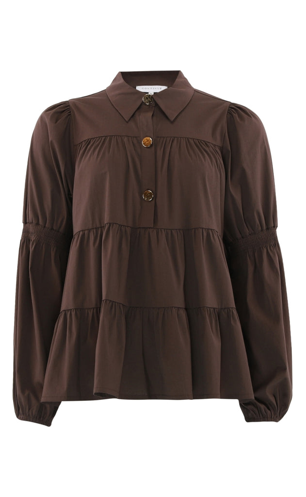 Continue Bluse - Sanna - Dark Brown