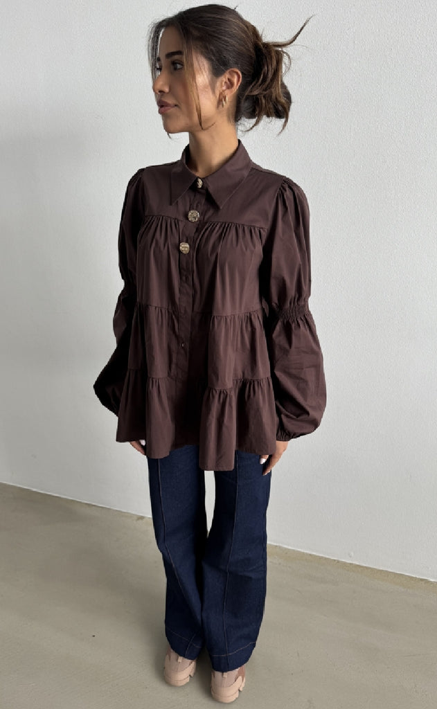 Continue Bluse - Sanna - Dark Brown