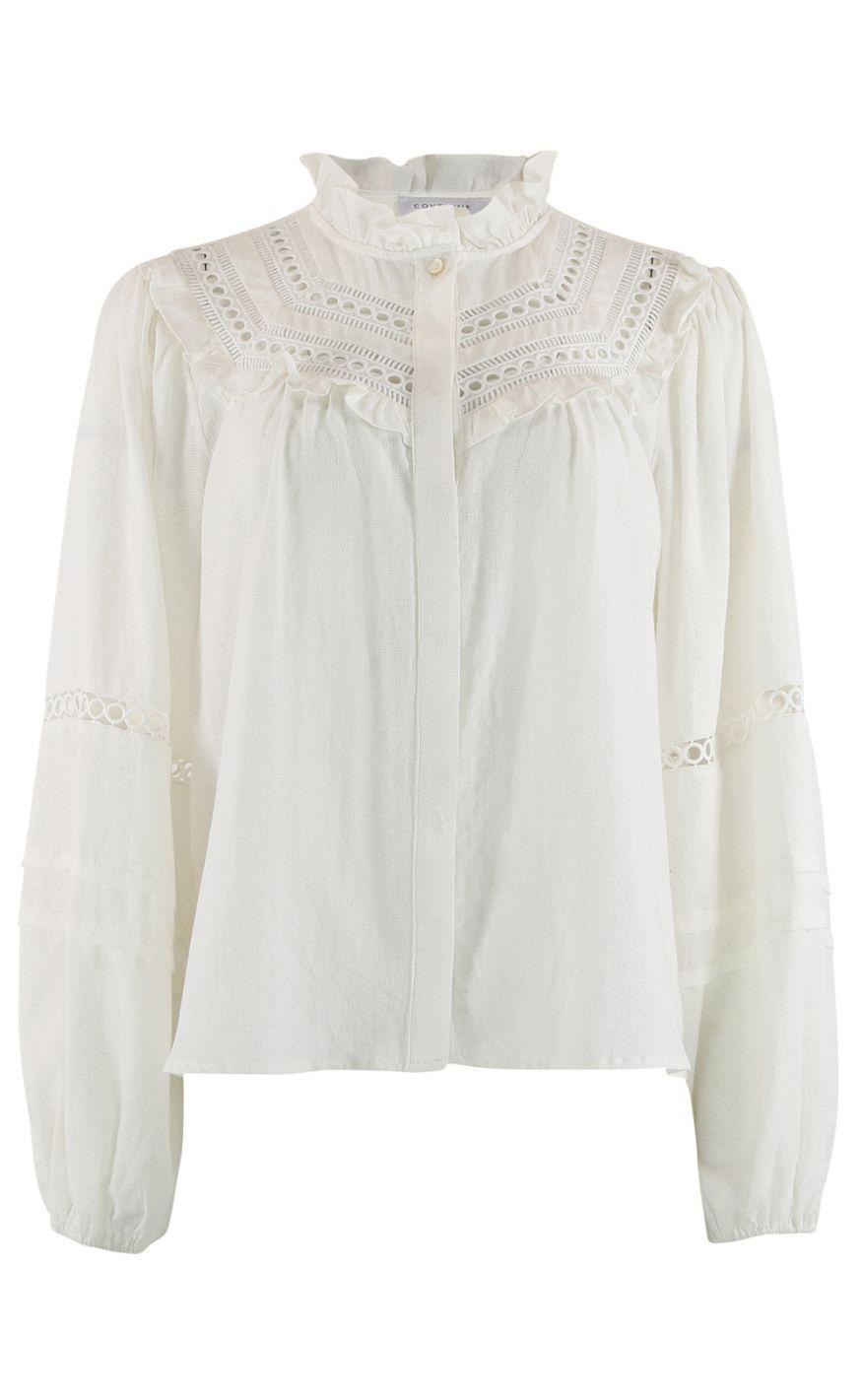 Continue Bluse - Sienna Emb - White