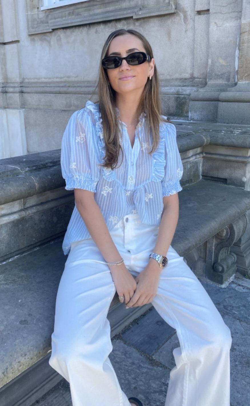 Continue Bluse - Silke Chiffon - Sky Blue