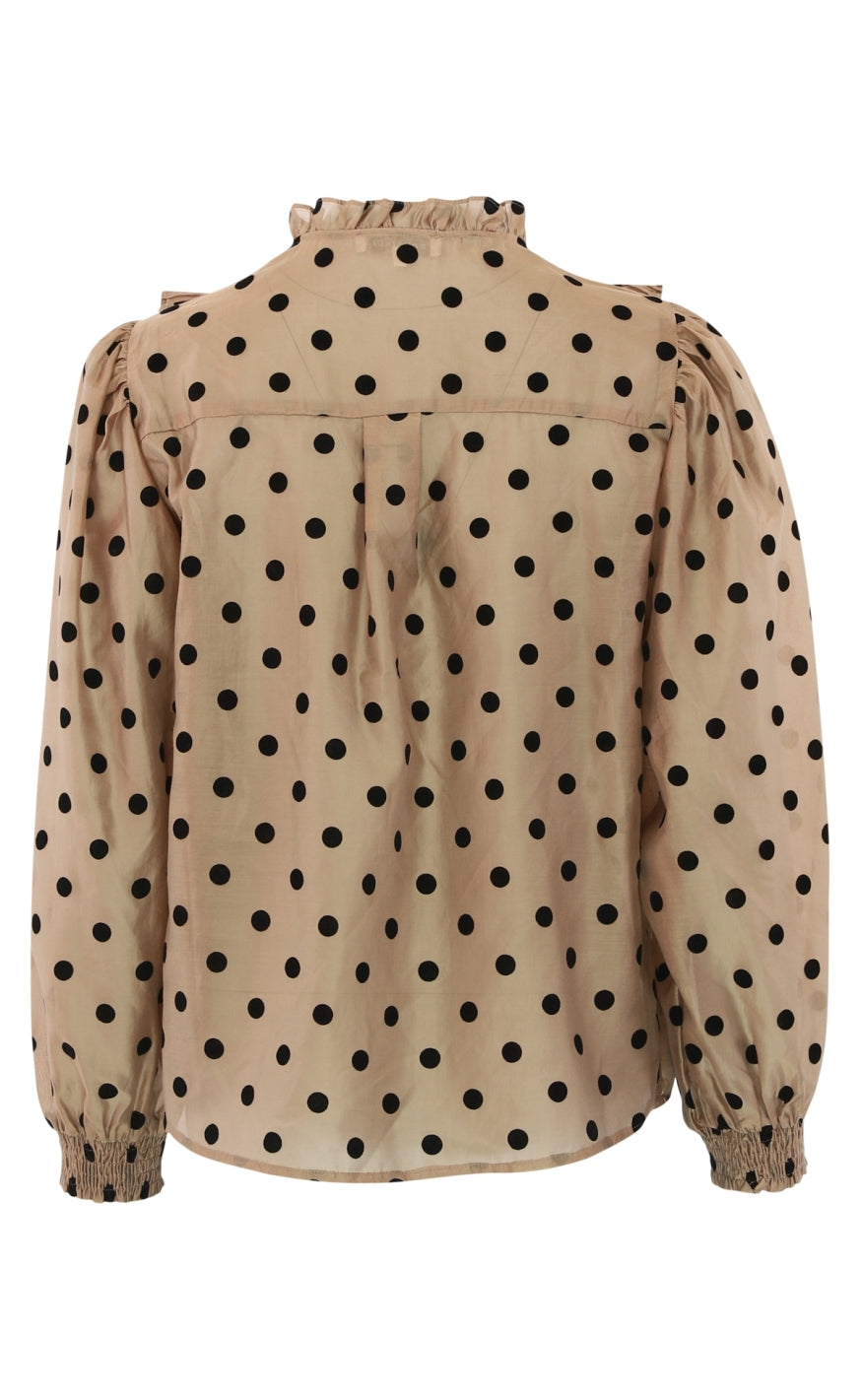 Continue Bluse - Silke Dot - Nougat w. Black Dot