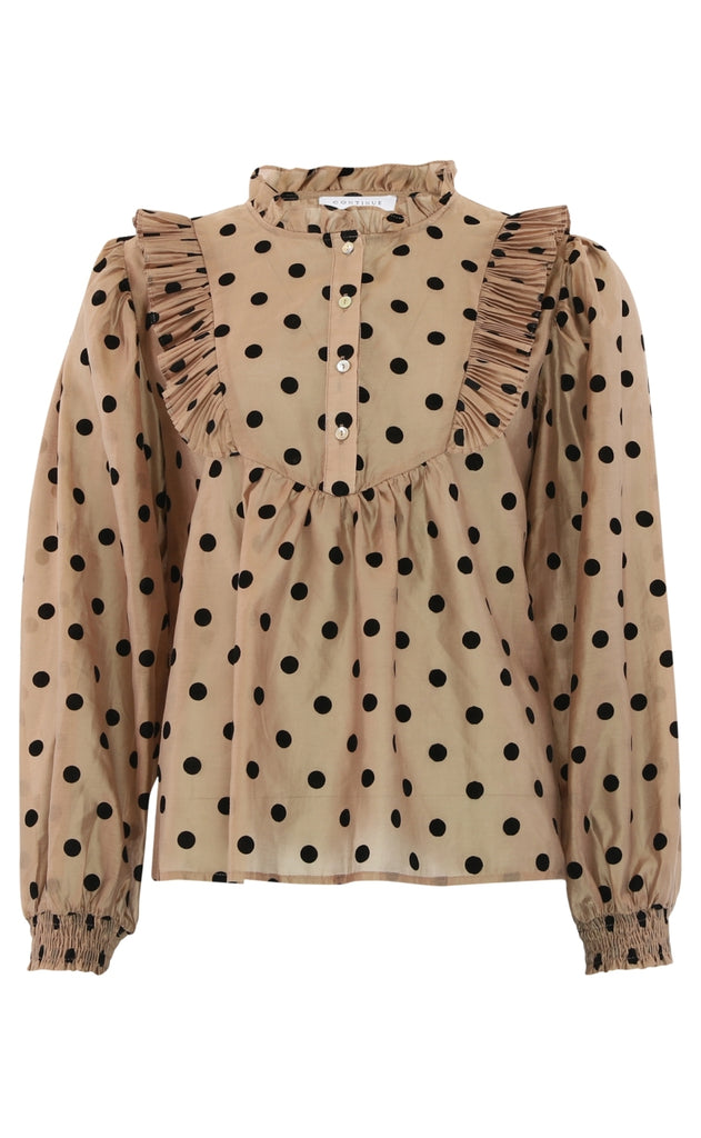 Continue Bluse - Silke Dot - Nougat w. Black Dot