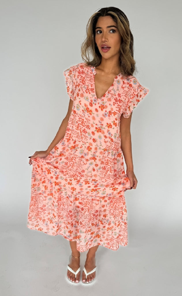 Continue Kjole - Bea Long - Pink Flower