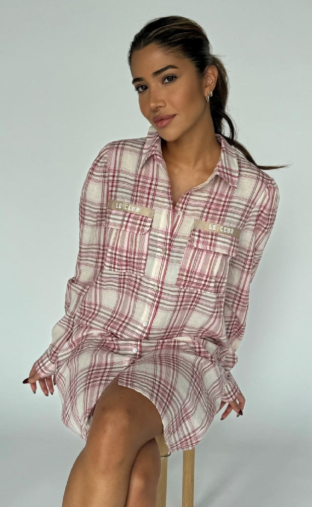Continue Kjole - Mili Check Patch - Red Check
