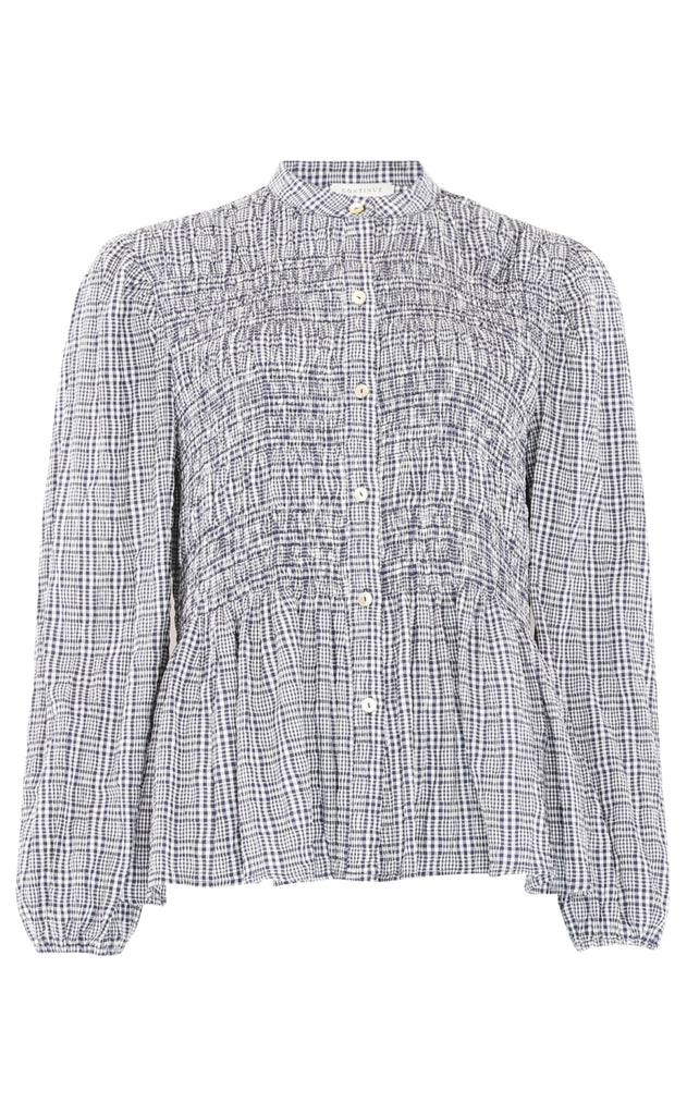 Continue Skjorte - Chloe Smock - Blue Check