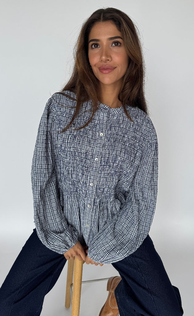 Continue Skjorte - Chloe Smock - Blue Check