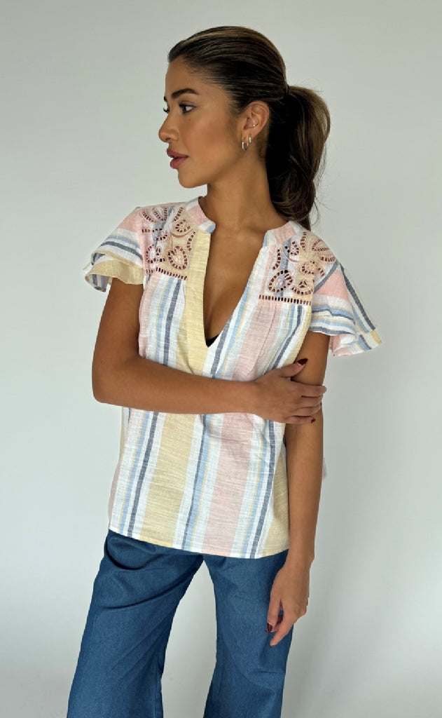 Continue Top - Christel - Yellow Stripe