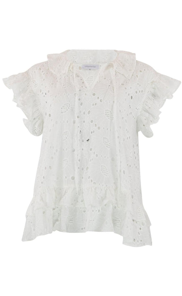 Continue Top - Lee Fringels Anglaise - White