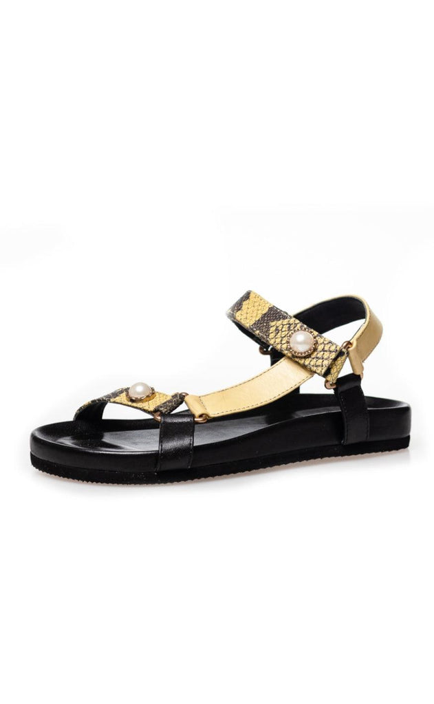 Copenhagen Shoes Sandal - Peace With Pearl - Yellow/Black