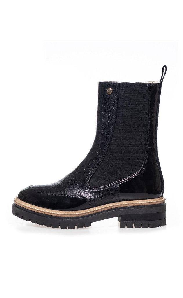 Copenhagen Shoes Støvler - New Fall 23 Croco - Black Patent