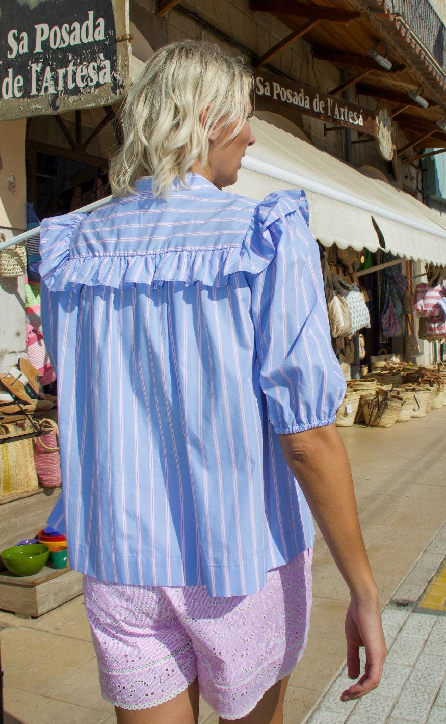 Cras Bluse - Ellen - Blue Pink Stripe